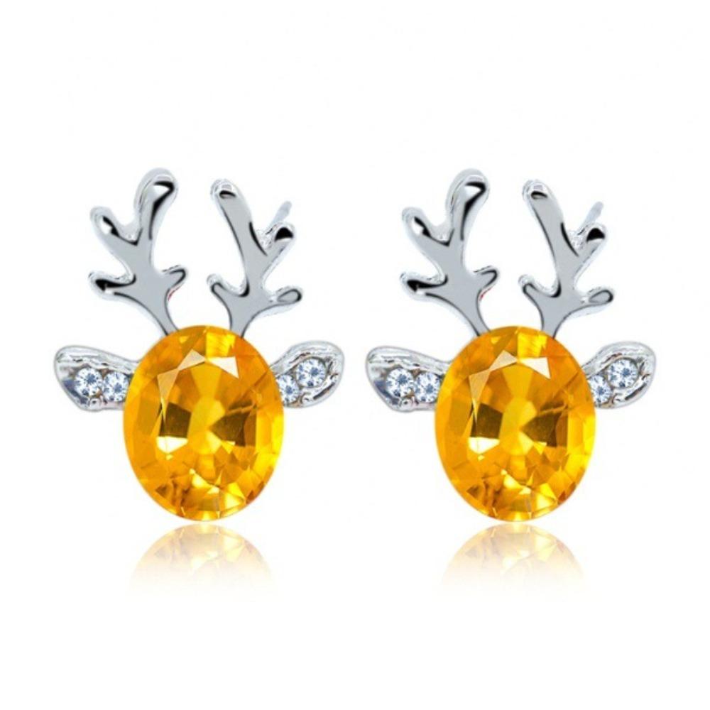 Fashionable Moose Stud Earrings with Glittering Antler Design for Women