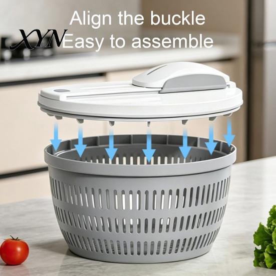 Safe Manual Food Dryer Vegetable Salad Spinner, Detachable Bowl And Mesh Basket Design, Spinner for Vegetables Hand-Centrifugal Dehydration