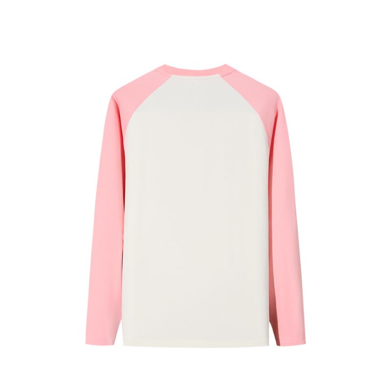 Anta Cute Printed Trendy Color Block Cotton Loose Comfortable Long Sleeve T-Shirt Women Tops 962548401-1