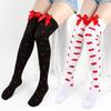 Valentines Day Over Knee Long Socks Cute Bowknots Lip Heart Pattern Thigh High Stockings for Women Parties Casual Wear