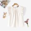 ZANZEA Women Casual Round Neck Splice Short Sleeve Summer Blouse