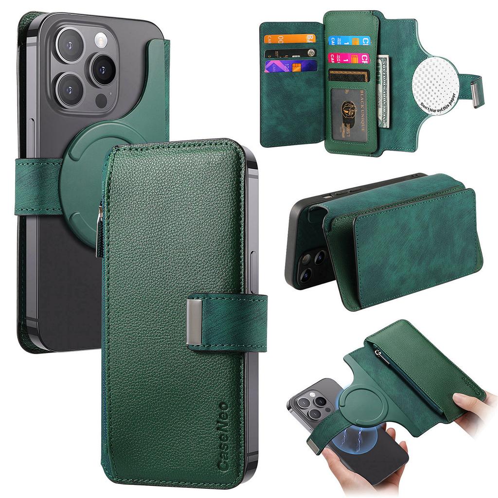 CASENEO MW-02S Magnetic Detachable Leather Phone Cover for 6.1 inch Phone RFID Blocking Wallet Stand