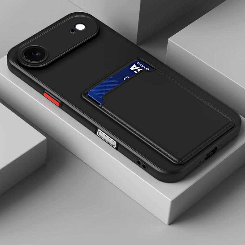For Iphone 17 Air Card Slot Wallet Shockproof Silicone Case for Iphone 17 Pro Max 17pro Candy Matte Soft TPU Protection Cover