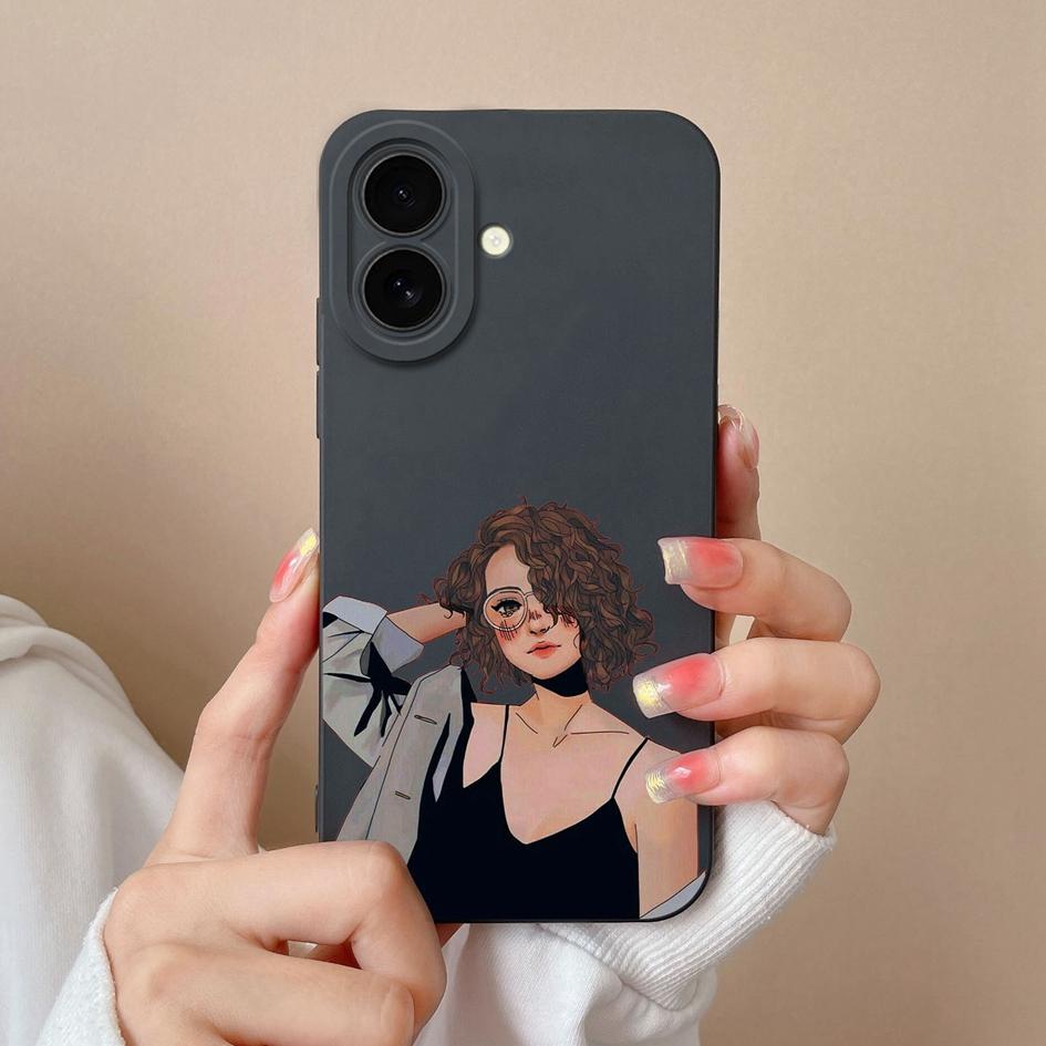 Aesthetic Phone Cover For Apple iPhone 16 Pro 16plus 16promax Fashion Cool Girl Boy Soft Liquid Silicone High Quality Super Shockproof For iPhone Capa