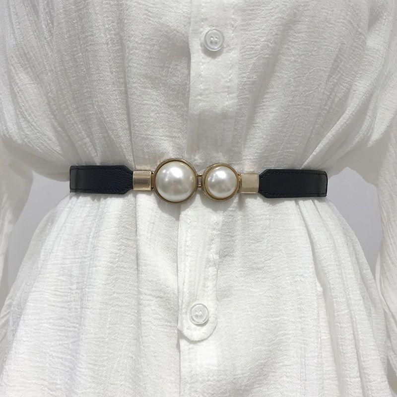 Elegant Korean Stretch Beaded Pearl Waist Belt For Women Chic Dress And Sweater Accessory