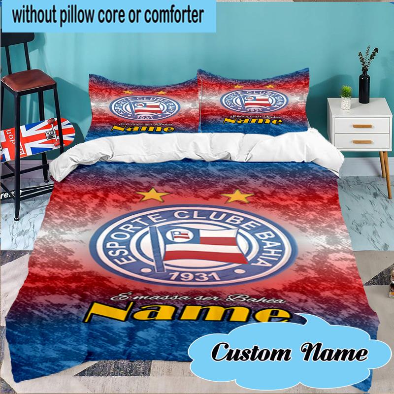 Custom Name Esporte Clube Bahia Crest Bedding Set 3pcs, Bedding Set Including 1pc Duvet Cover And 2pcs Pillowcases for Bedroom, Dormitory Gift