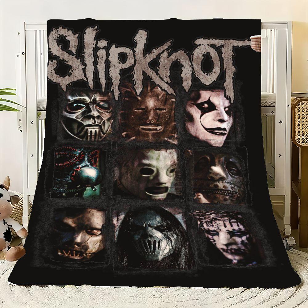 Slipknot Distinctive Masks Fleece Blanket - Dark Heavy Metal Aesthetic Throw Blanket Featuring Iconic Band Member Masks - Perfec 75x90cm