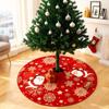Sukně pod vánoční stromek Červené ozdoby na vánoční stromek, Měkká plyšová podložka pod vánoční stromek se zasněženým vzorem pro dekorace, Sváteční párty 35 palců