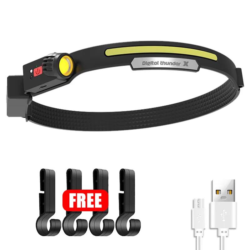 New Upgrade Rechargeable LED Sensor Headlamp XPE+COB Headlight Led Head Torch 18650 Battery Work Light Camping Fishing Lantern