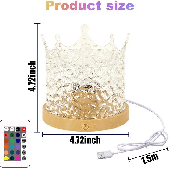 Northern Lights Ocean Wave Projector Crown Light, 16 Colors Gradual Rotating Flame Water Lamp, Wave Night Light with Remote Control for Bedroom