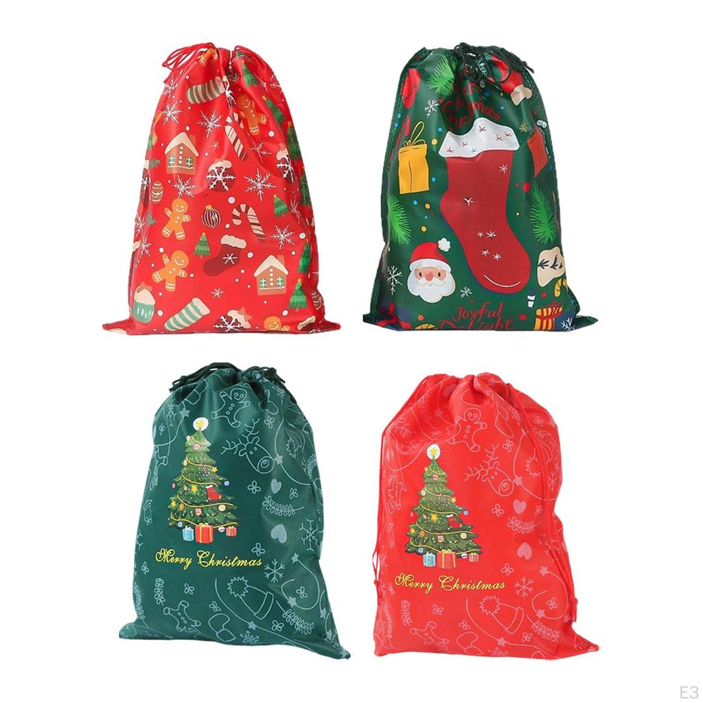 Christmas Drawstring Gift Bag Closure, Versatile Wrapping Pouch, Xmas Treats for
