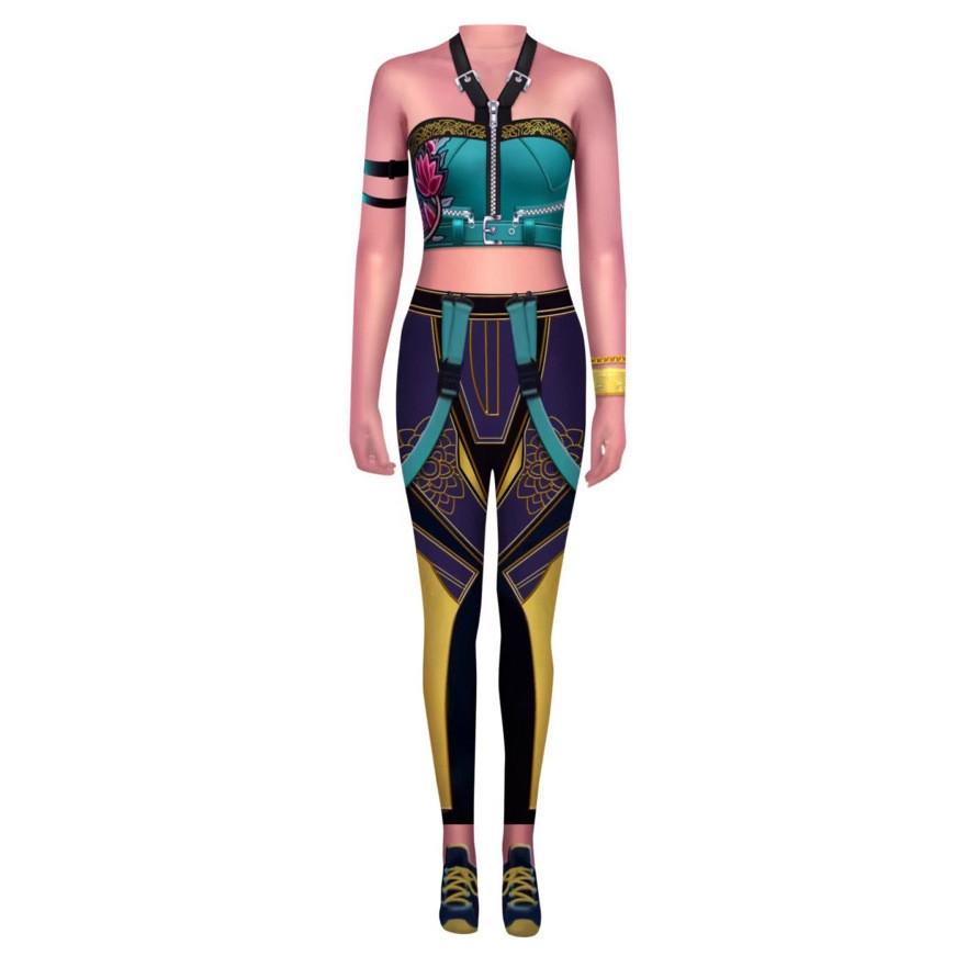 Vuxen Rumi Mira Zoey Tryck Jumpsuit Kvinnor Halloween Cosplay Kostym Karnevalsfest Scen Rollspelsklänning Utklädningsdräkt