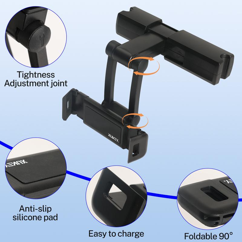 3-9.7 Inch Adjustable Car Rear Pillow Headrest Tablet Phone Mount Bracket for IPad Mini and Cell Phones Automobile Holder Stand