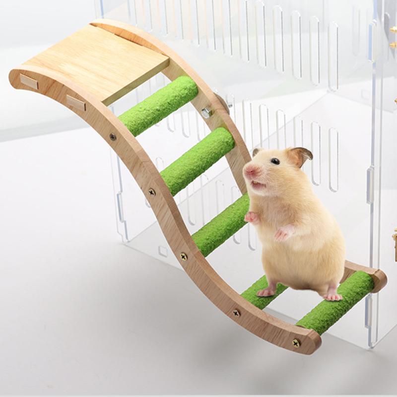 Pet Bird Wooden Ladder Play Platform Grinding Claws Interactive Toy Birds Cage Accessories Supplies