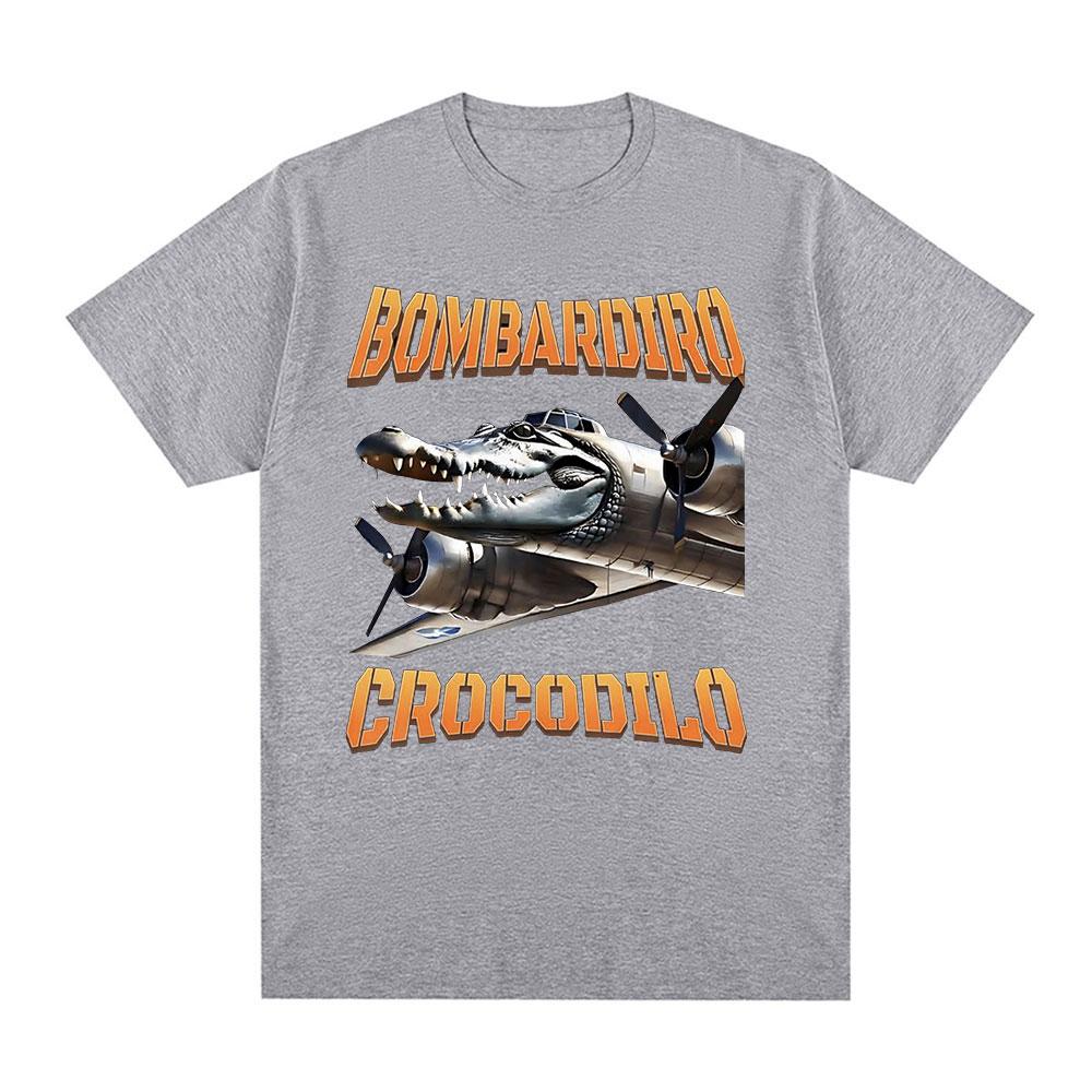 Bombardiro Crocodilo Crocodile Plane Bomber Funny Humor T-shirt Men's Women Casual Cotton Short Sleeve T Shirts Comfort T-shirts