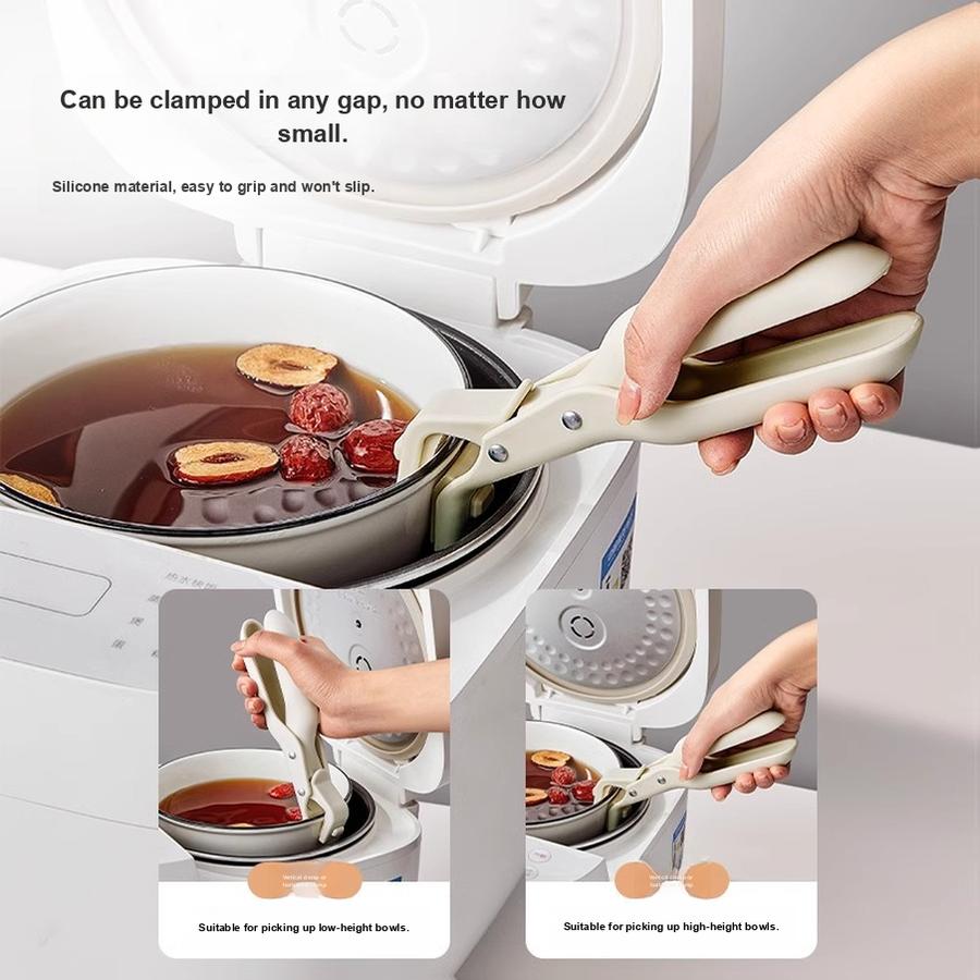 Heat-Resistant Clip Claw Bowl Clamp Kitchen Utensil Anti-Scald Handle with Steaming Plate Stainless Steel Lifting Tray