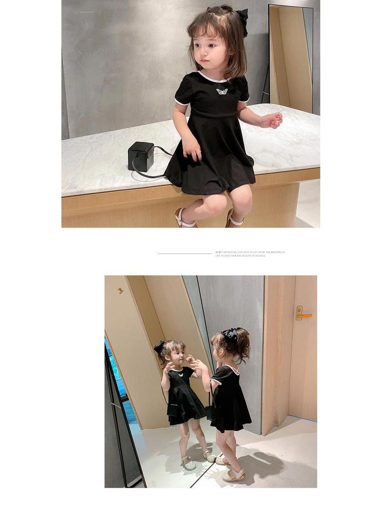 2025 Sommer Mädchen Orange Prinzessinnenkleid - Kurzärmlig, Einfarbig, Koreanischer Stil