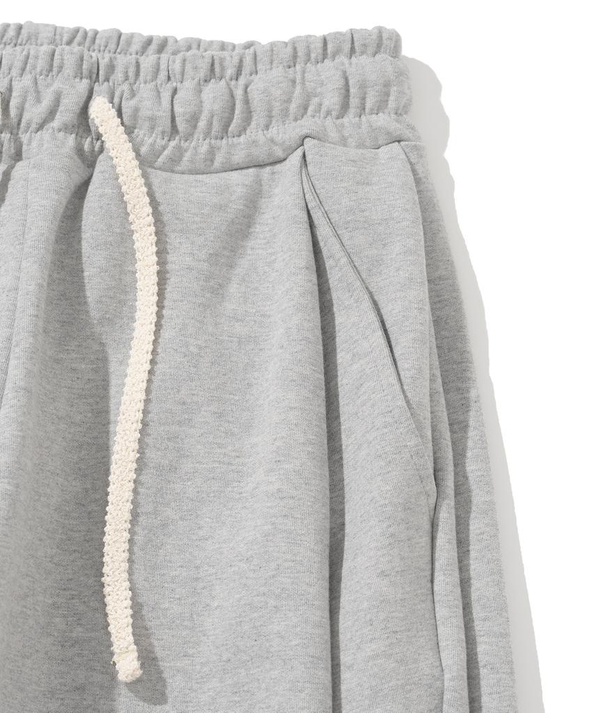 KNITTED Curved Training Pants Melange Grey