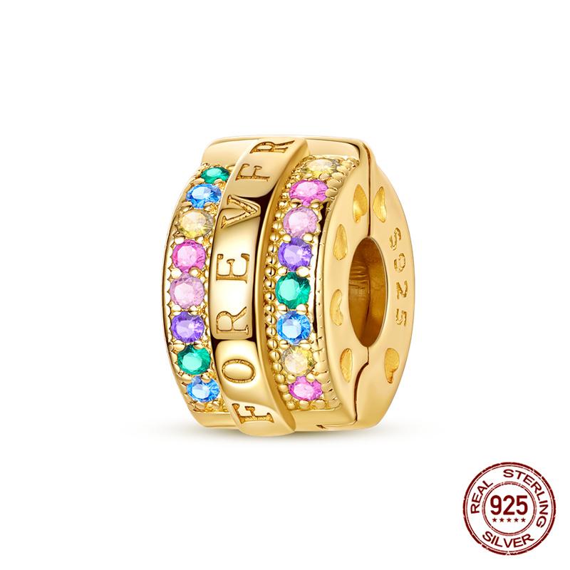 Original Charms Copper Paw Print Pave Fixing Clip Charms Beads Fit 3Mm Original Bracelet Women Diy Jewelry Gifts