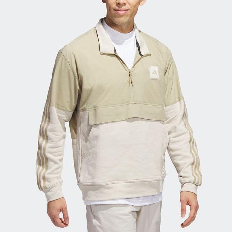 Adidas Striped Half-Zip Layered Retro Sports Jacket Men Jacket Brown HS3207