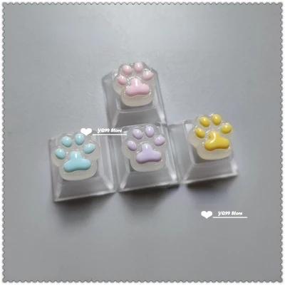 4pcs/set Lovely Cat Claw Key Cap Personality Cat Paw Keycaps for Mechanical Keyboard R4 Arrow Keys Pink Cute DIY Keycaps