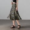 SOFSIL Women's Black Floral Print A-Line Midi Skirt