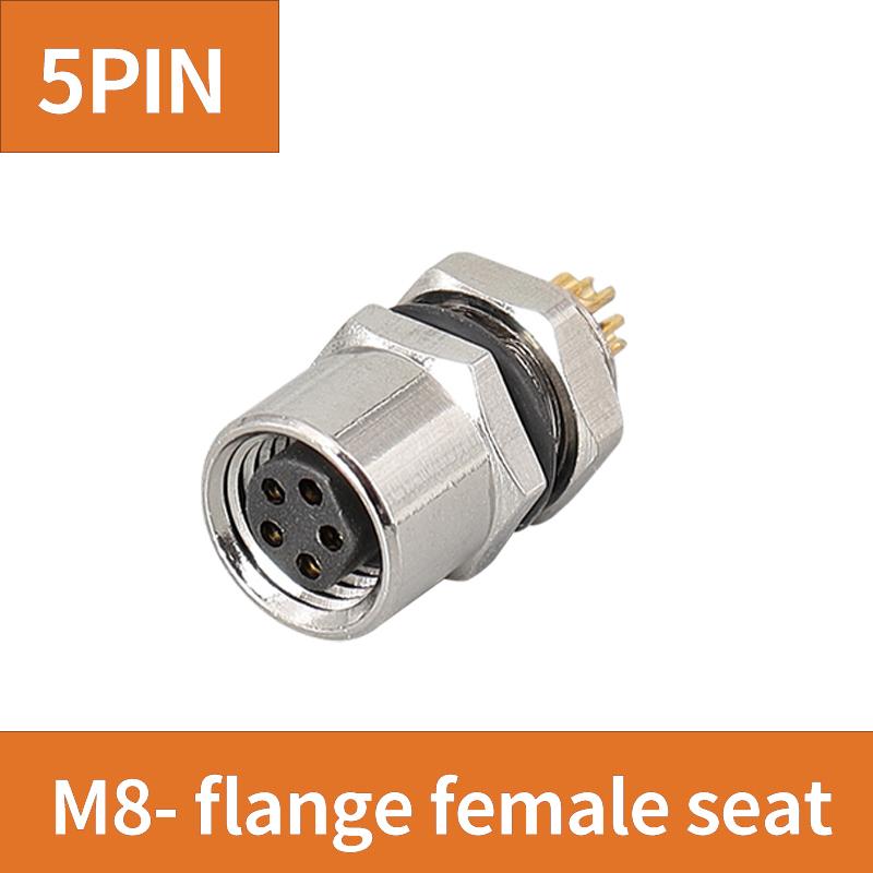 5/10PCS  M8 Flange Mounting Sensor Connector Waterproof Male And Female Plug Threaded Couplings 3 4 5 6 8 Pin A Type Connector