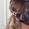 Fashion Paux Pearl Brimmed Hair Tie Glitter Rhinestone Decor Hair Rope Retro Style Scrunchies  Elastic Beaded For Women Girl