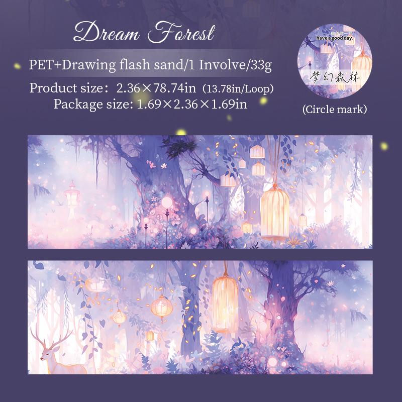 200 cm/rolka Papier Washi z Piaskiem Brokatowym Taśma Do Leczenia Krajobrazu Senny Las Do Ręcznego Notatnika Tło Kolaż Dekoracja DIY