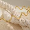 Vnox Minimalist Stainless Steel Line Wave Necklace Choker For Women,Gold Plated Large Hoop,Fashion Ear Hand Neck Jewelry Set