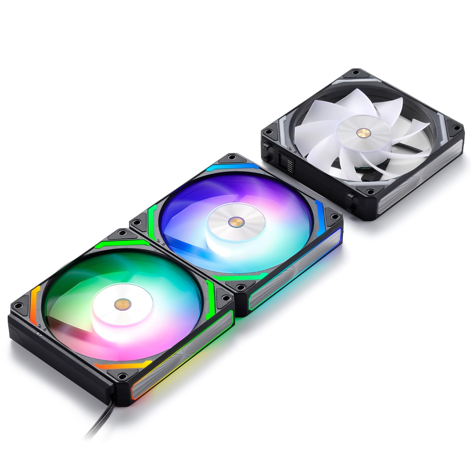 

LTC CF-121D 120mm PC Case Fan, Daisy Chainable, 5V 3-Pin ARGB Lighting, 4-Pin PWM Case Fan for Radiator/Computer Case Cooling, 120x120x25mm, 3-Pack, R