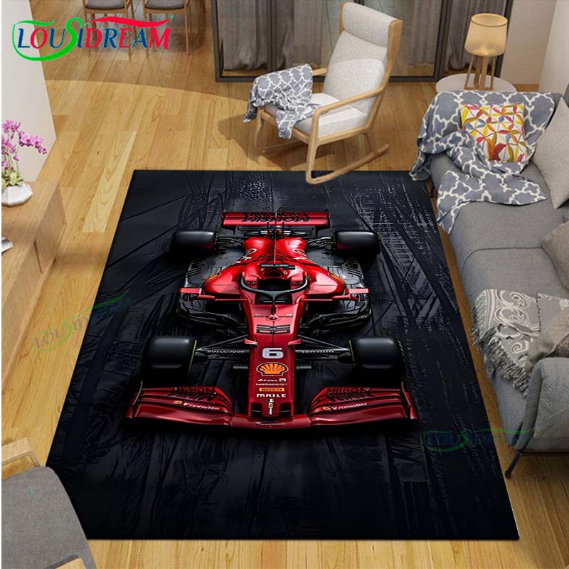 2026 Hot Fashion Racing Car Print Flannel Carpet Outdoor Rug Area Rug Non-slip Carpet Bedroom Decor Carpet for Kids Luxury Gift