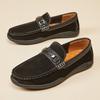 Fashion Handmade Mens Casual Leather Loafers Handmade Casual Driving Flats Slip-on Shoes Comfy Moccasins Metal Buckle Male Business Shoe