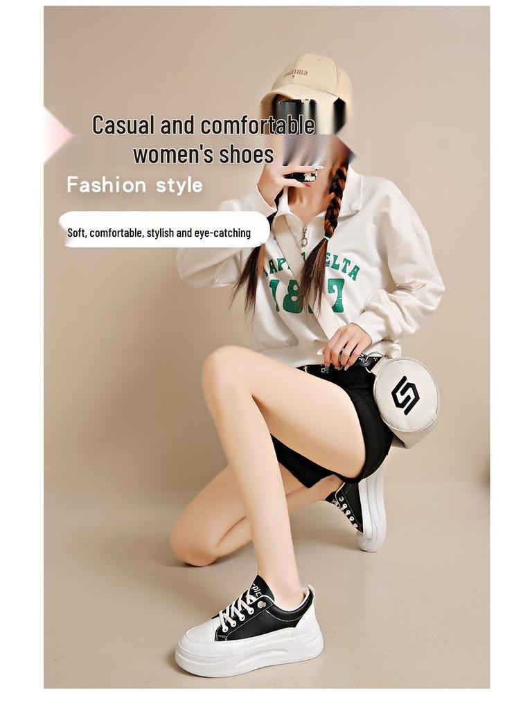 Жіночі осінні білі кросівки на платформі 2024 - Легке, дихаюче повсякденне взуття з додаванням висоти