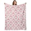 Pink Pig Flower Rose Flannel Blanket for Bed Sofa Portable Soft Fleece Throw Blankets Funny Plush Bedspread Queen King Twin Size