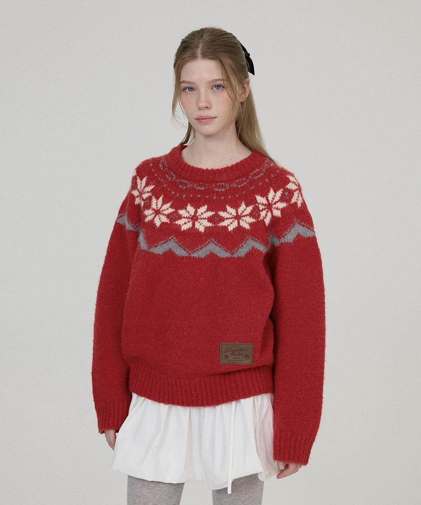 Sseomweeobeoteo Snow Alpaca Nordic Knit - Red