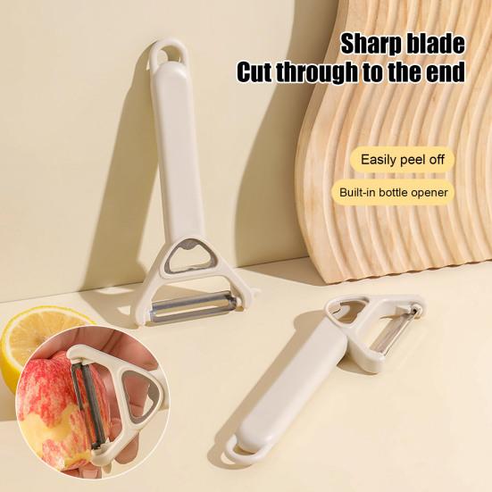 huaqianguhh 3-in-1 Vegetable Peeler, Stainless Steel Ergonomic Peeler for Elderly, Manual Bottle Opener Sharp Blade