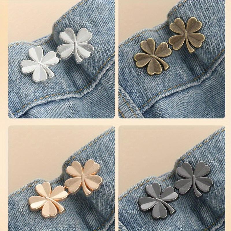 Four Leaf Clover Waist Cinching Buckle, Detachable Nail Free Waist Cinching Button, Jeans Waist Cinching Tool for Reducing Waist Circumference.