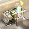 Stainless Steel Sink Organizer with Drainage Tray - Rust-Resistant Kitchen Storage for Sponges & Soap.