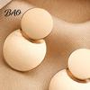 Thin Metal Sheet Earrings Chunky Circle Dangle Earrings, Geometric Stud Double Scratch Resistant Round Disc Large Jewelry for Women Elegant Simple
