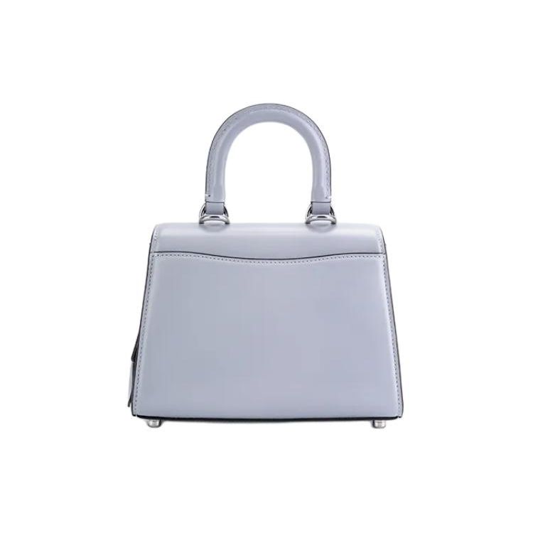 Coach Sammy 21 Solid Color Letter Logo Push Lock Closure Leather Satchel Shoulder Crossbody Bag Small Women handbags Gray Blue CJ812-LHN19