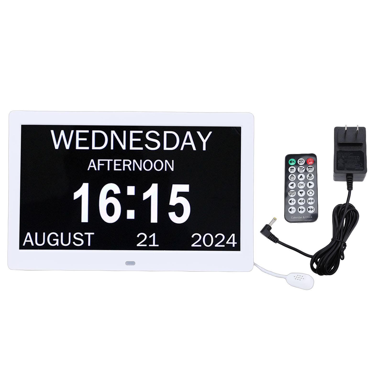 

WiFi Digital Calendar Clock Large Display Alarm Calendar Clock with Day and Date Temperature Display Humidity Reminder белый