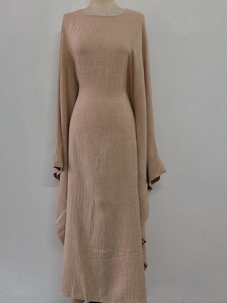 Yiduo Duo Waist-Slimming Batwing Sleeve Dress with Belt