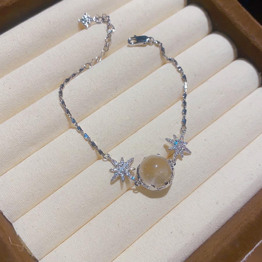 Elegant Zirconia Glass Flower Star Geometric Clavicle Necklace