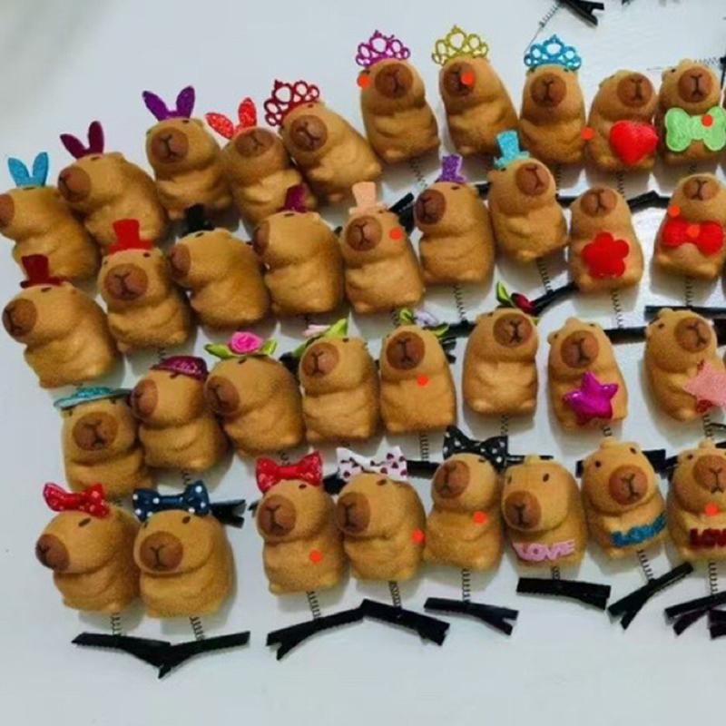 

10/20Pcs Kawaii Little 3D Capybara Spring Duckbill Clip Bangs Side Clips Hairpin Hair Accessories
