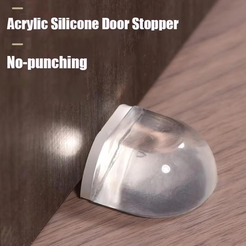 Transparent Self Adhesive Door Draft Stopper Floor Mounted Door Stop for Wall Furniture Door Handle Protection Home Improvement