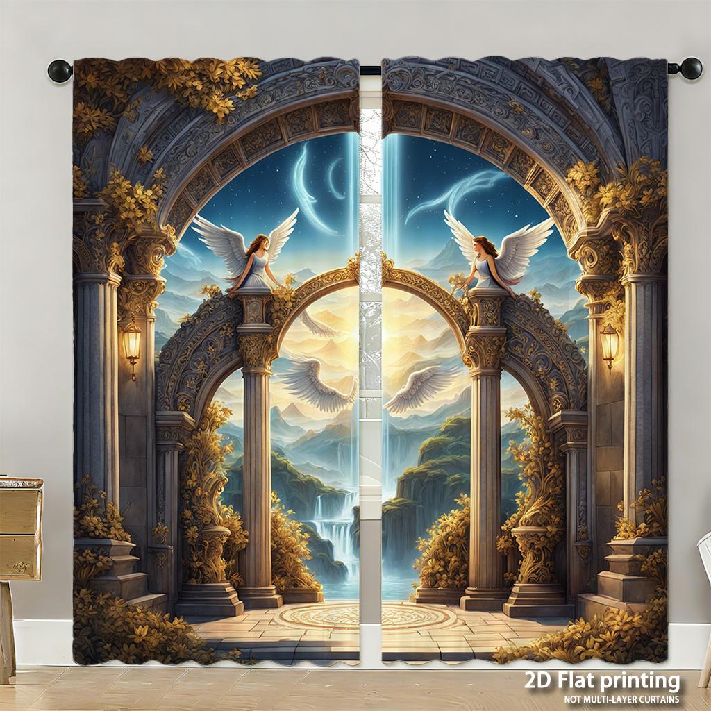 Piece Set High Definition Digital Printed Curtainsautumncolorfulleavespumpkinwreathfoliagepineconehome Decoration Style Curtain Polyester