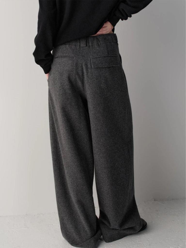 Façade Pattern High Waist Wide-Leg Casual Suit Pants for Women - Slimming, Floor-Length, Spring & Autumn Style