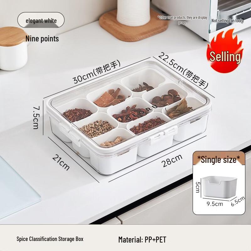 Lebensmittelechter 9-Fächer-Gewürzorganisator mit Verschluss