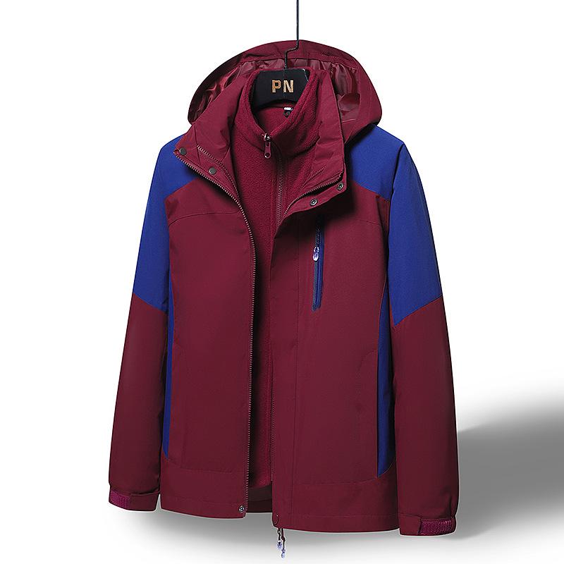 

Мужская и женская отстегивающаяся ветрозащитная теплая куртка 3-в-1: Уличный спортивный костюм большого размера свободного кроя для альпинизма L